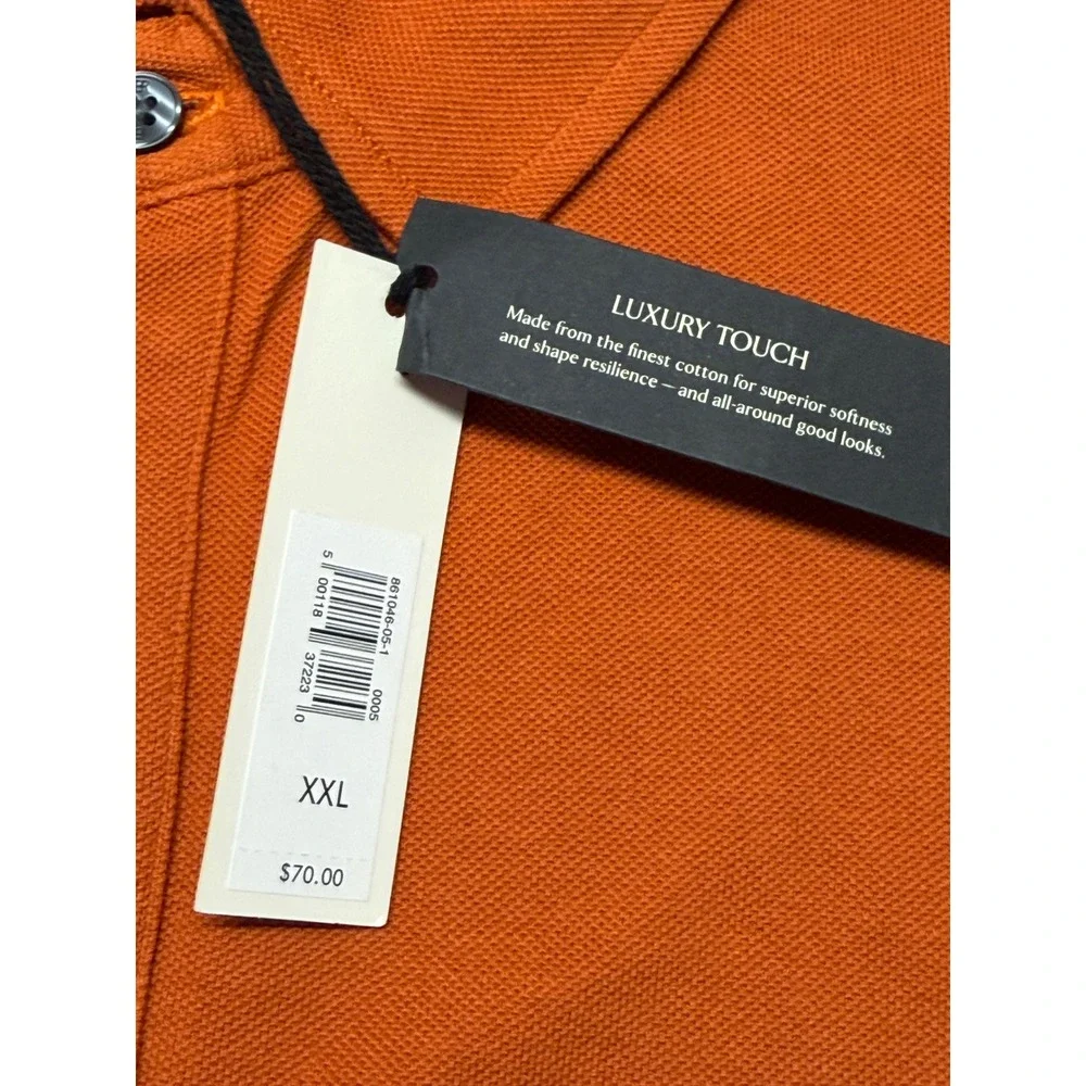 Banana Republic Luxury Touch Polo Shirt Mens XXL Burnt Orange Cotton Pique New